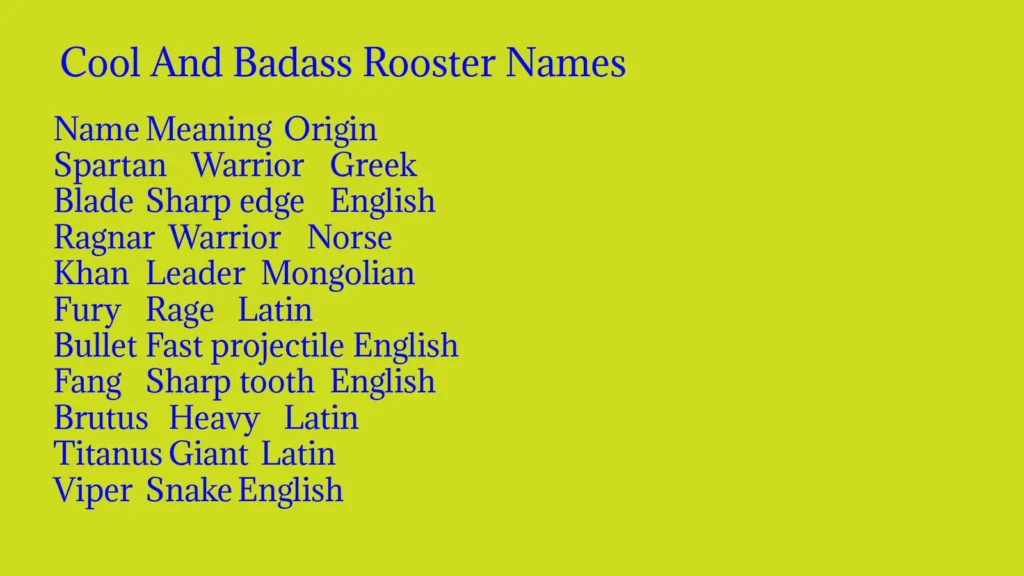 Cool And Badass Rooster Names