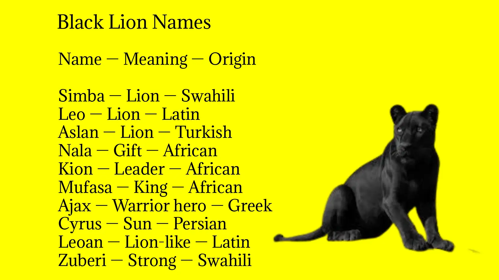 Black Lion Names