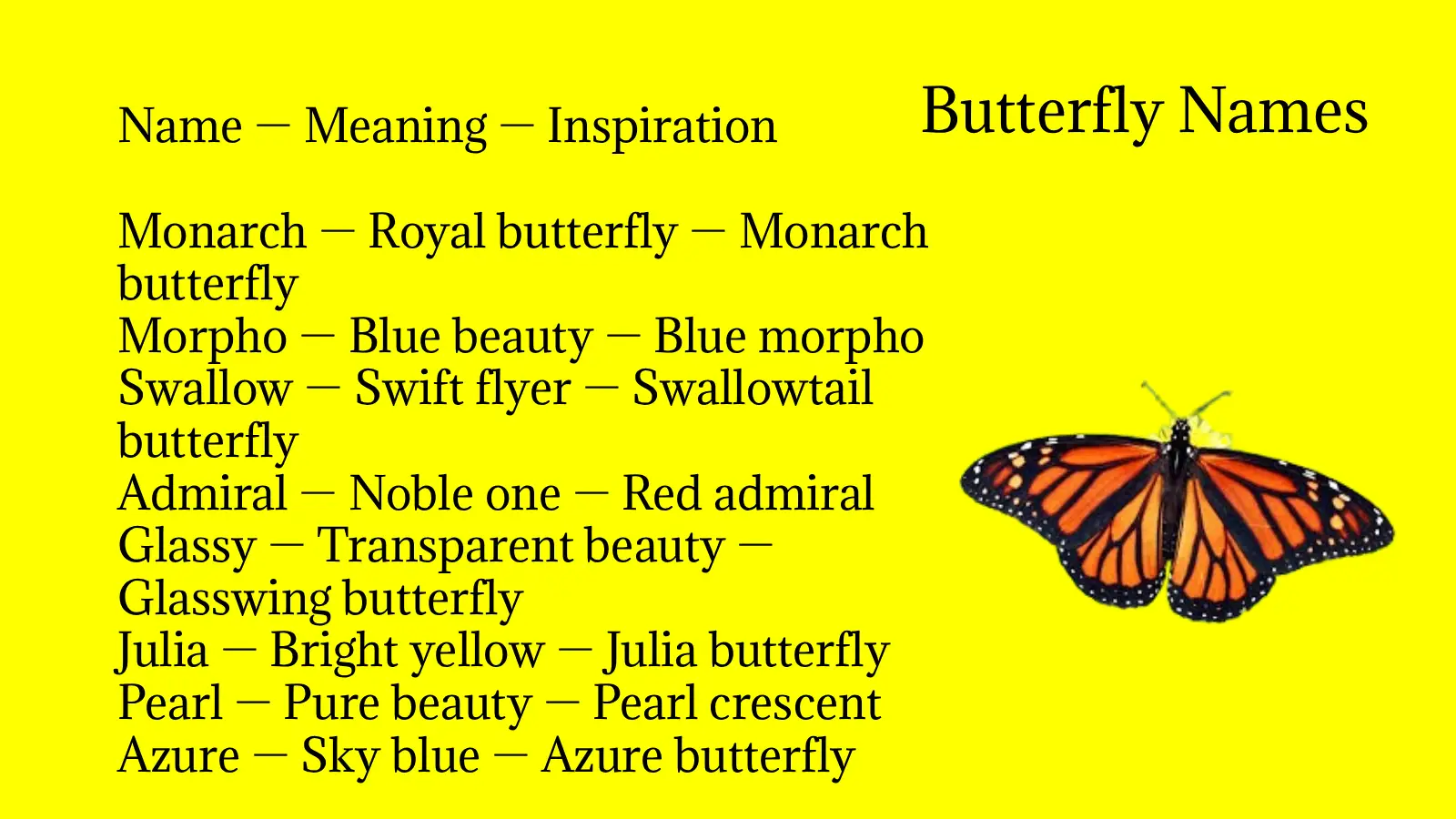 Butterfly Names