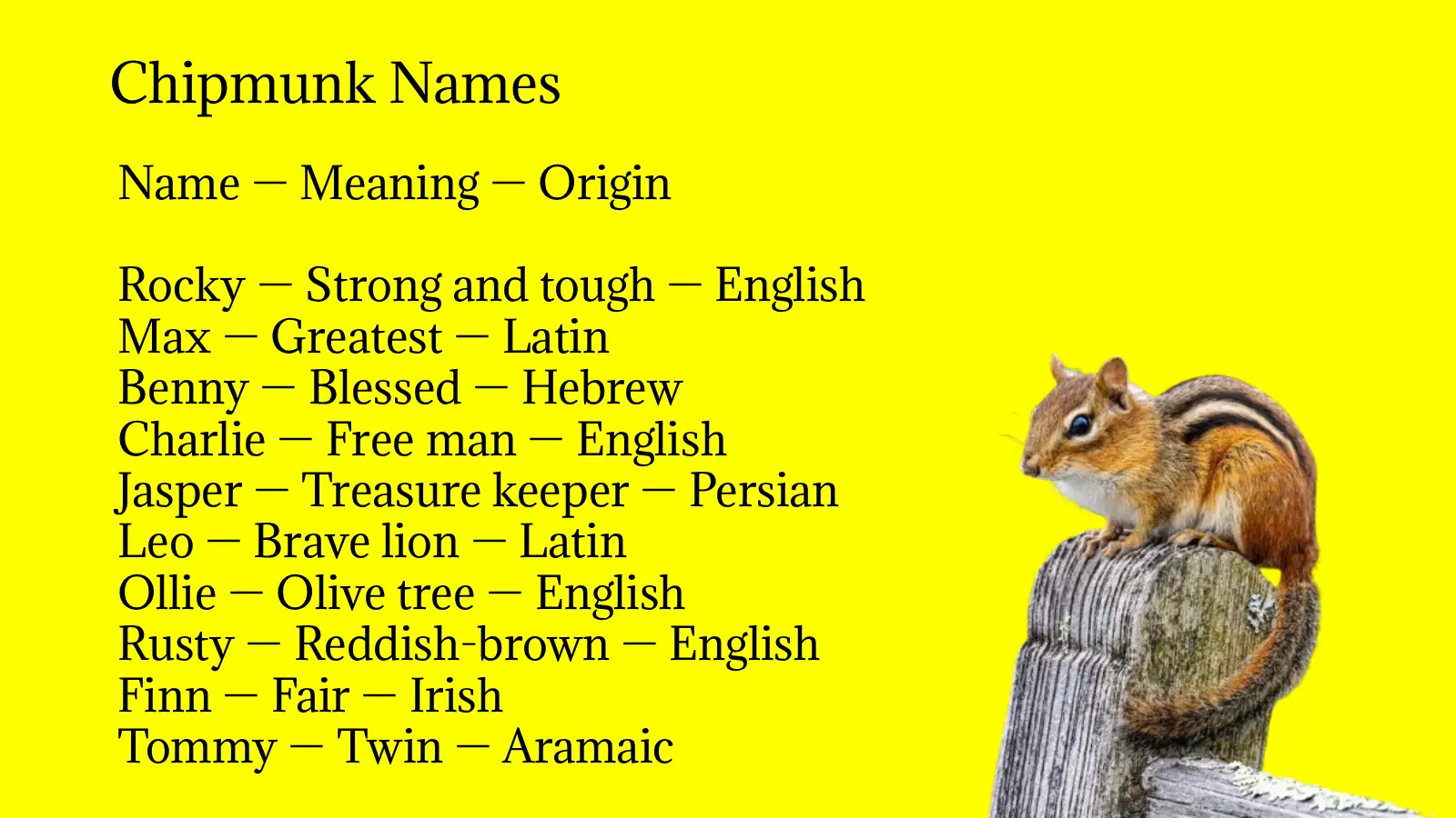 Chipmunk Names