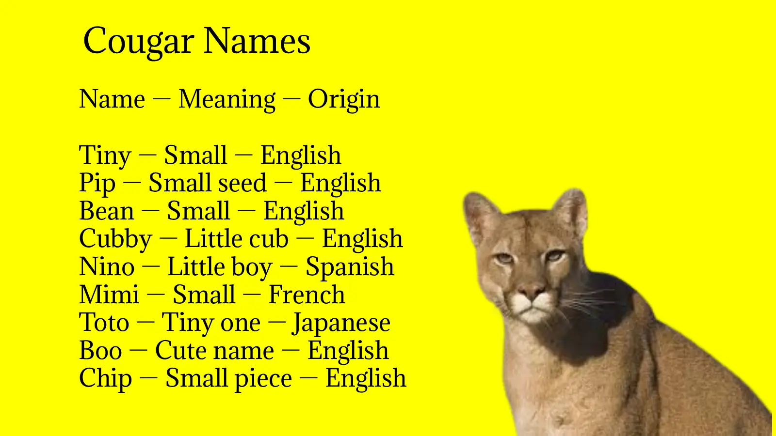 Cougar Names