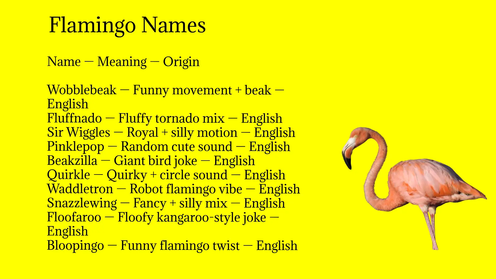 Flamingo Names