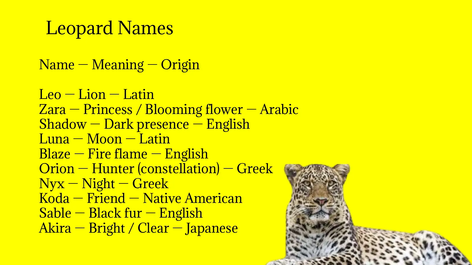 Leopard Names