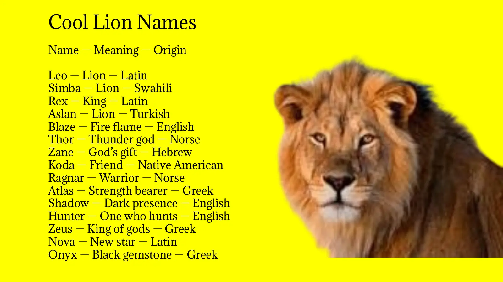 Cool Lion Names