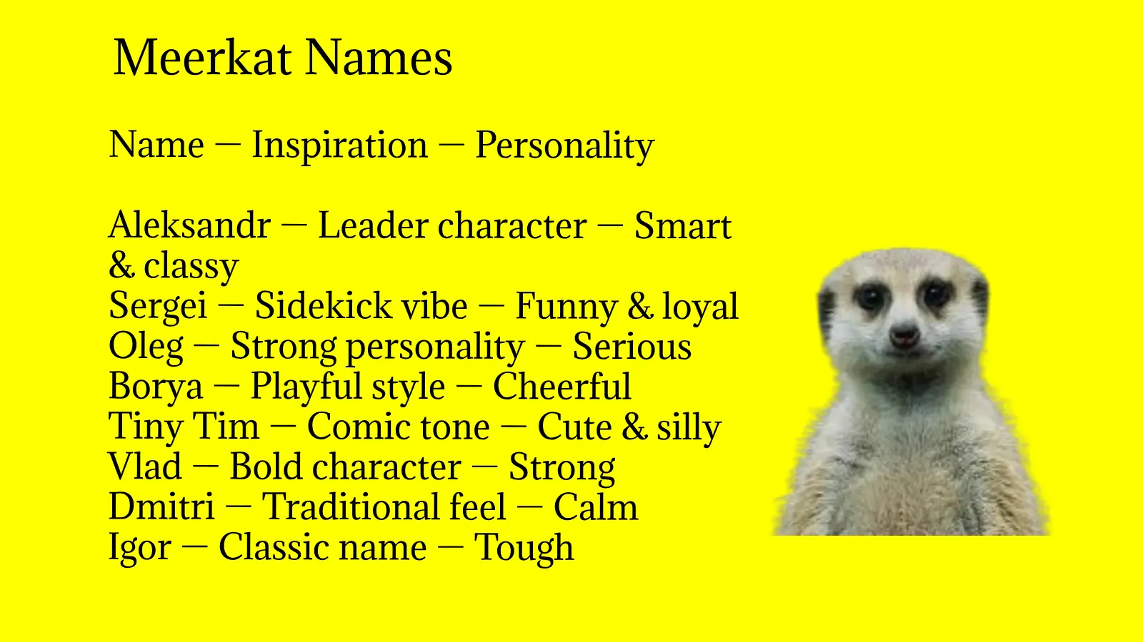 Meerkat Names