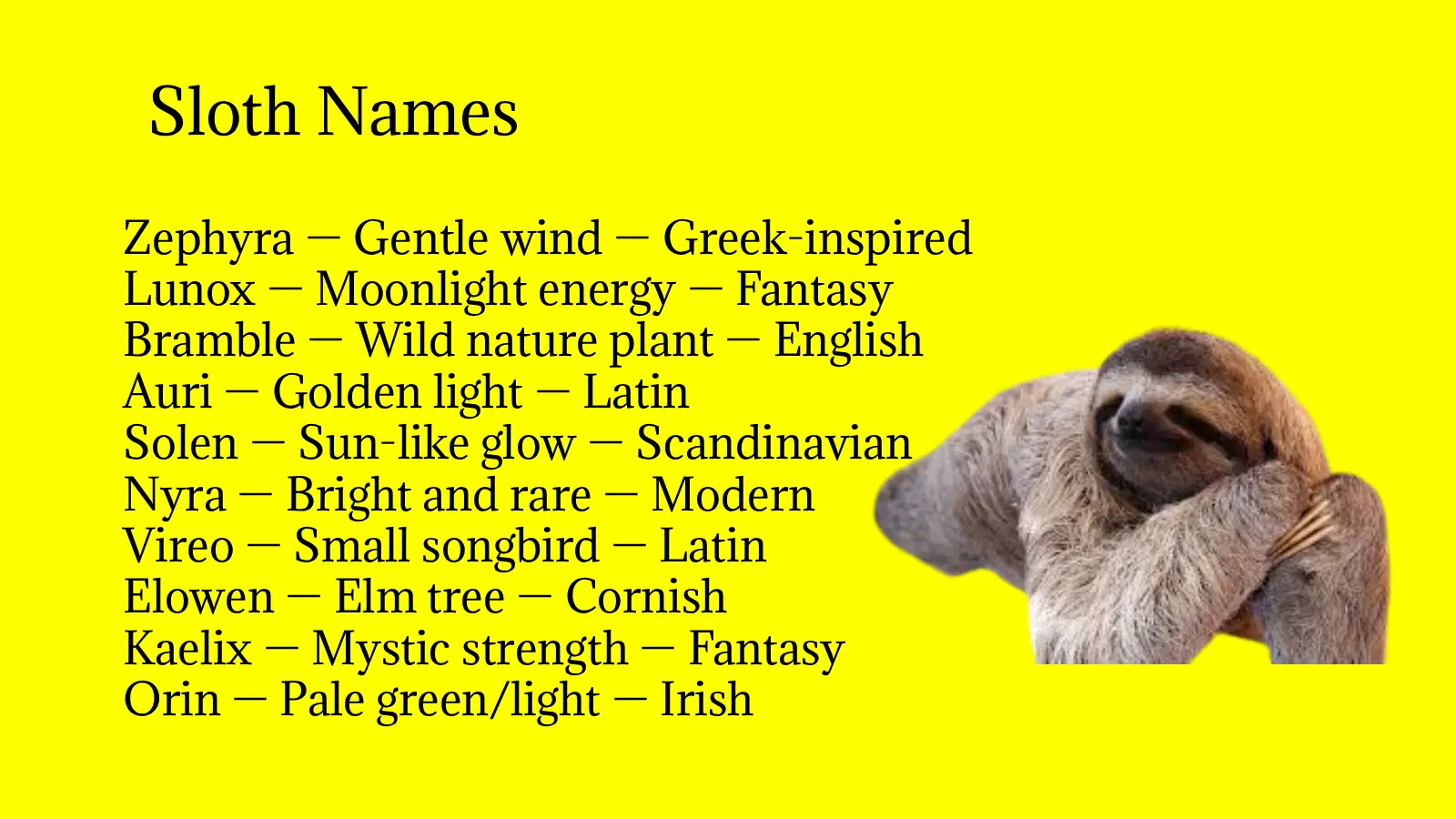 Sloth Names