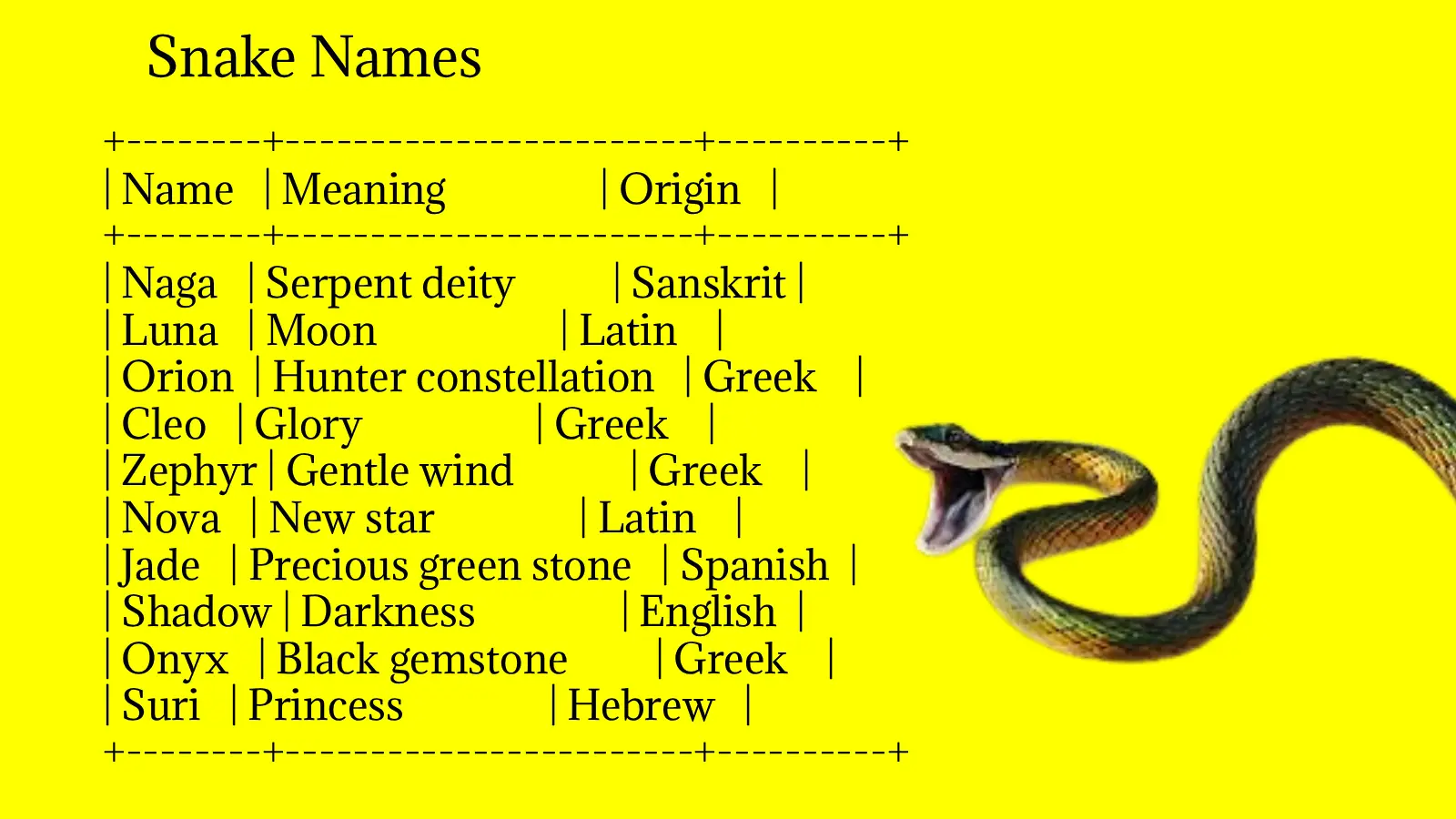Snake Names