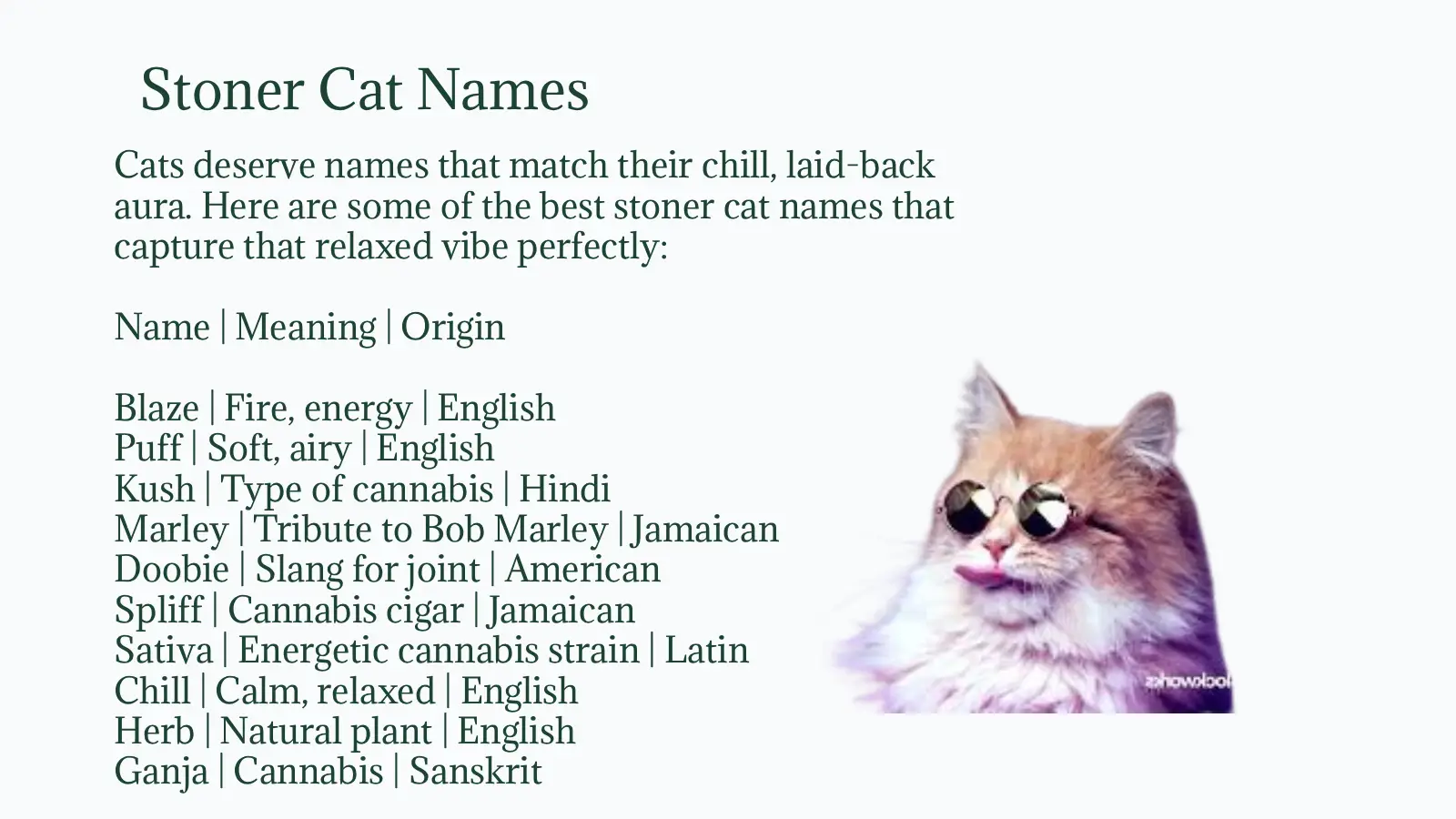 Stoner Cat Names