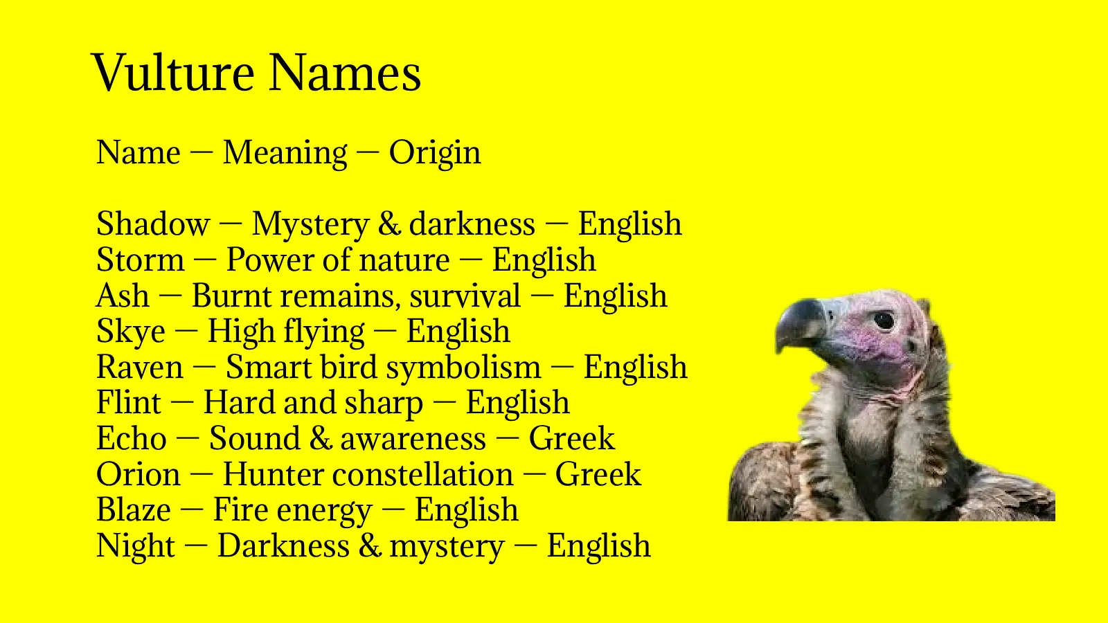 Vulture Names