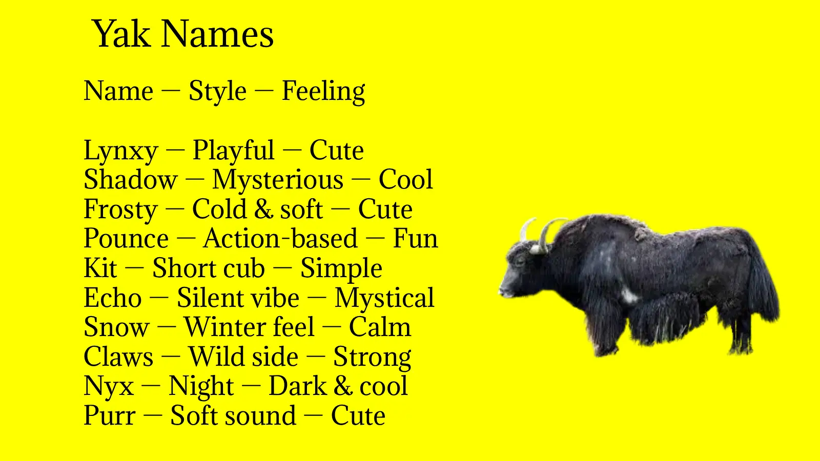 Yak Names