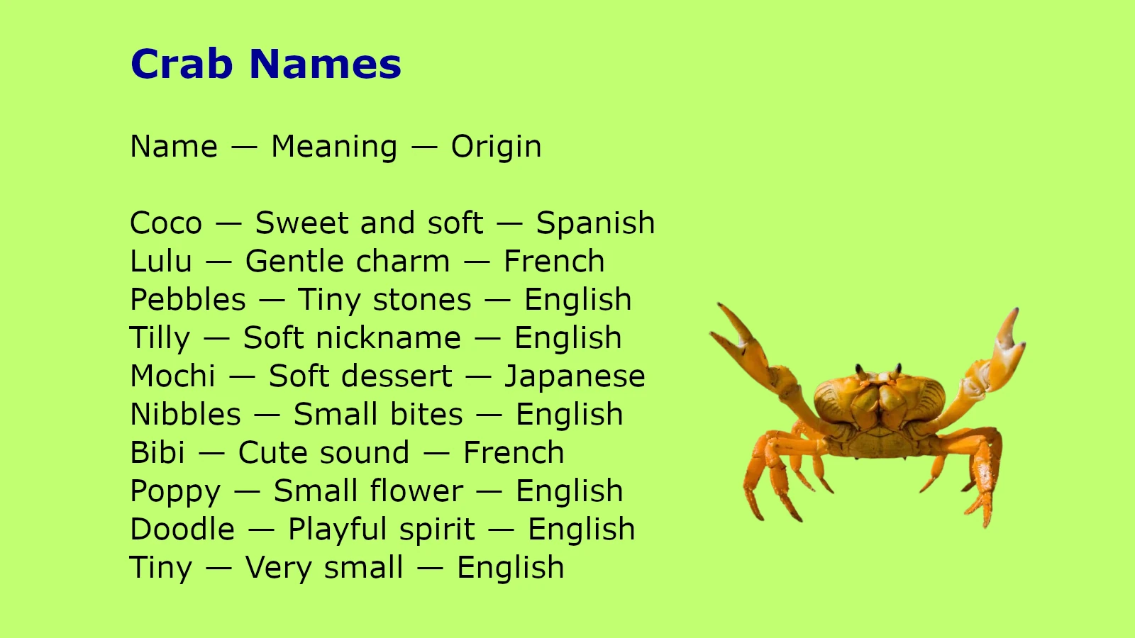 Crab Names