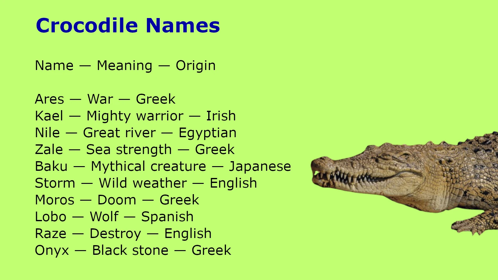 Crocodile Names