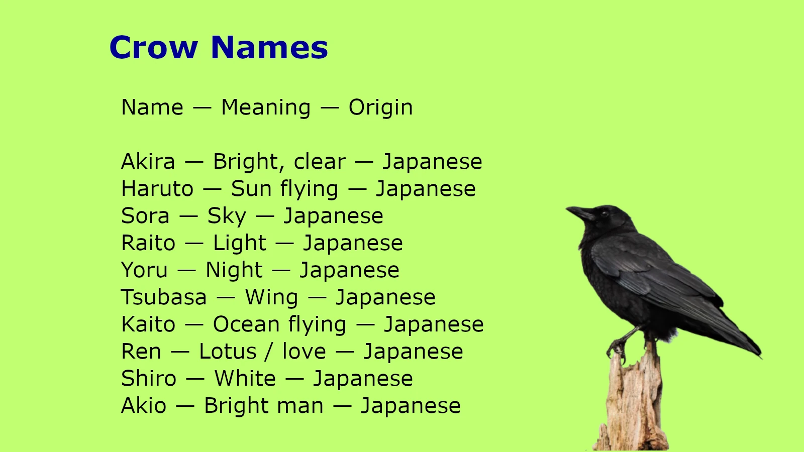 Crow Names