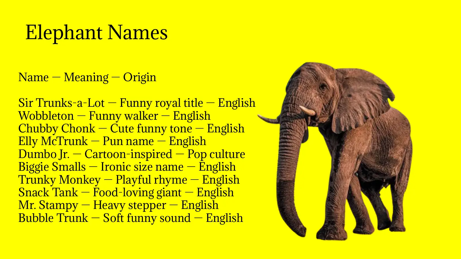 Elephant Names