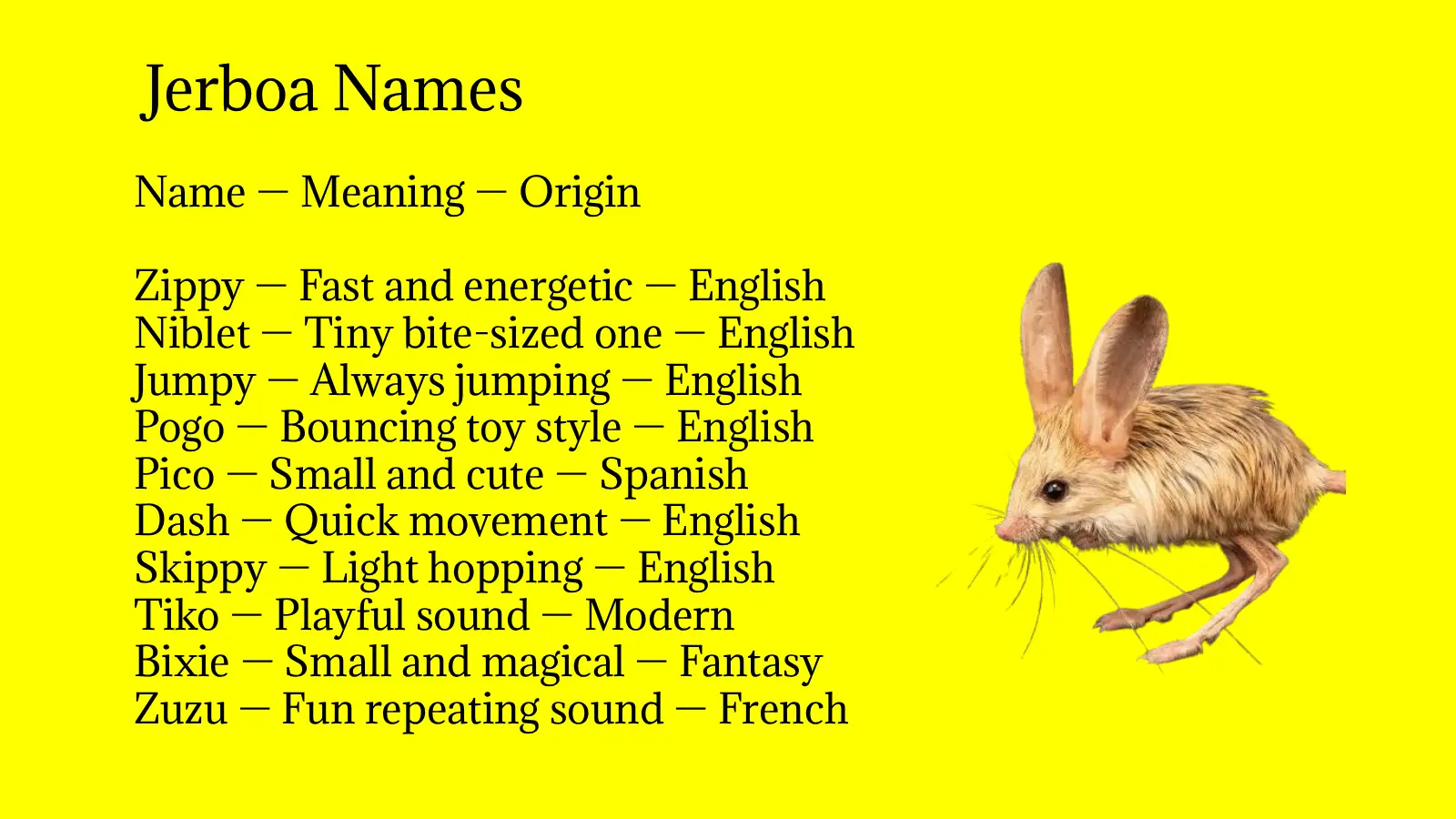Jerboa Names