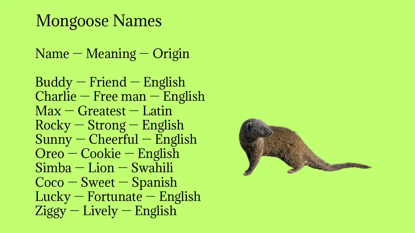 Mongoose Names