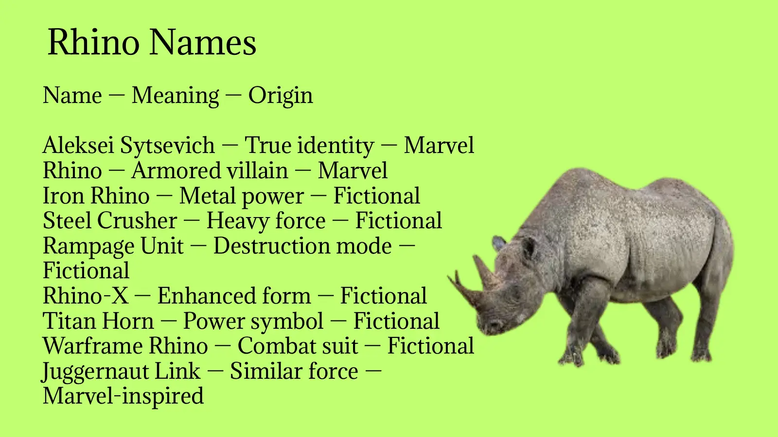 Rhino Names