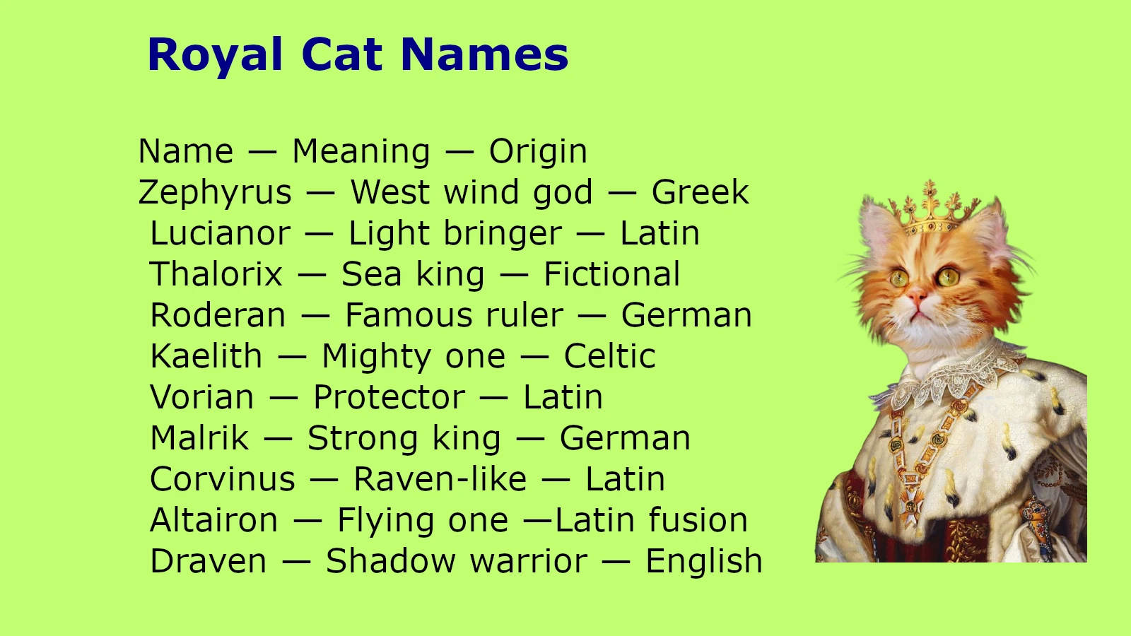 Royal Cat Names