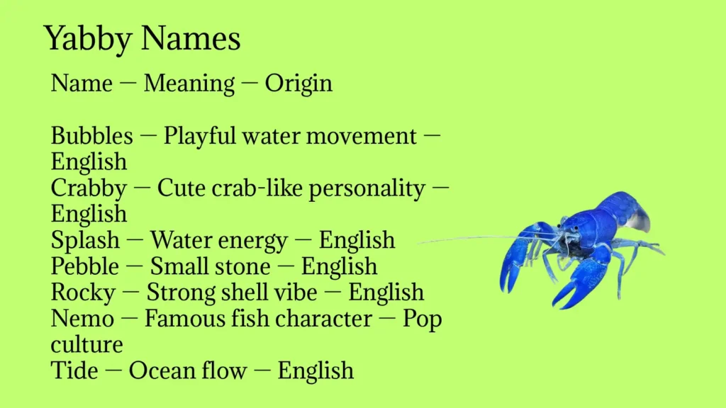Yabby Names