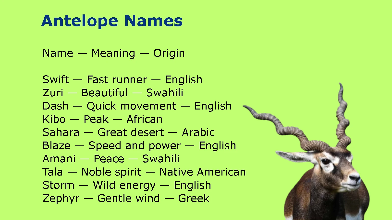 Antelope Names