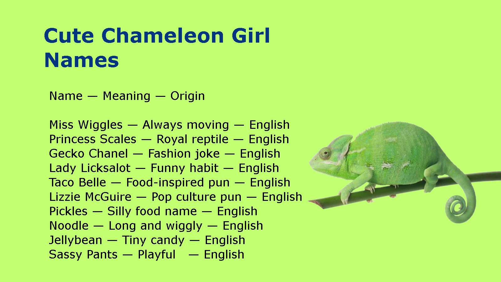 Chameleon Girl Names