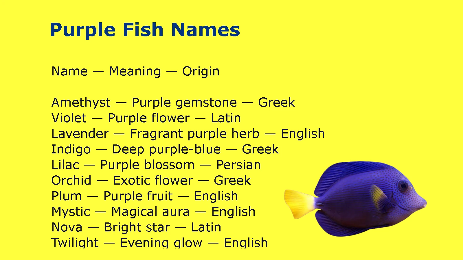 Purple Fish Names