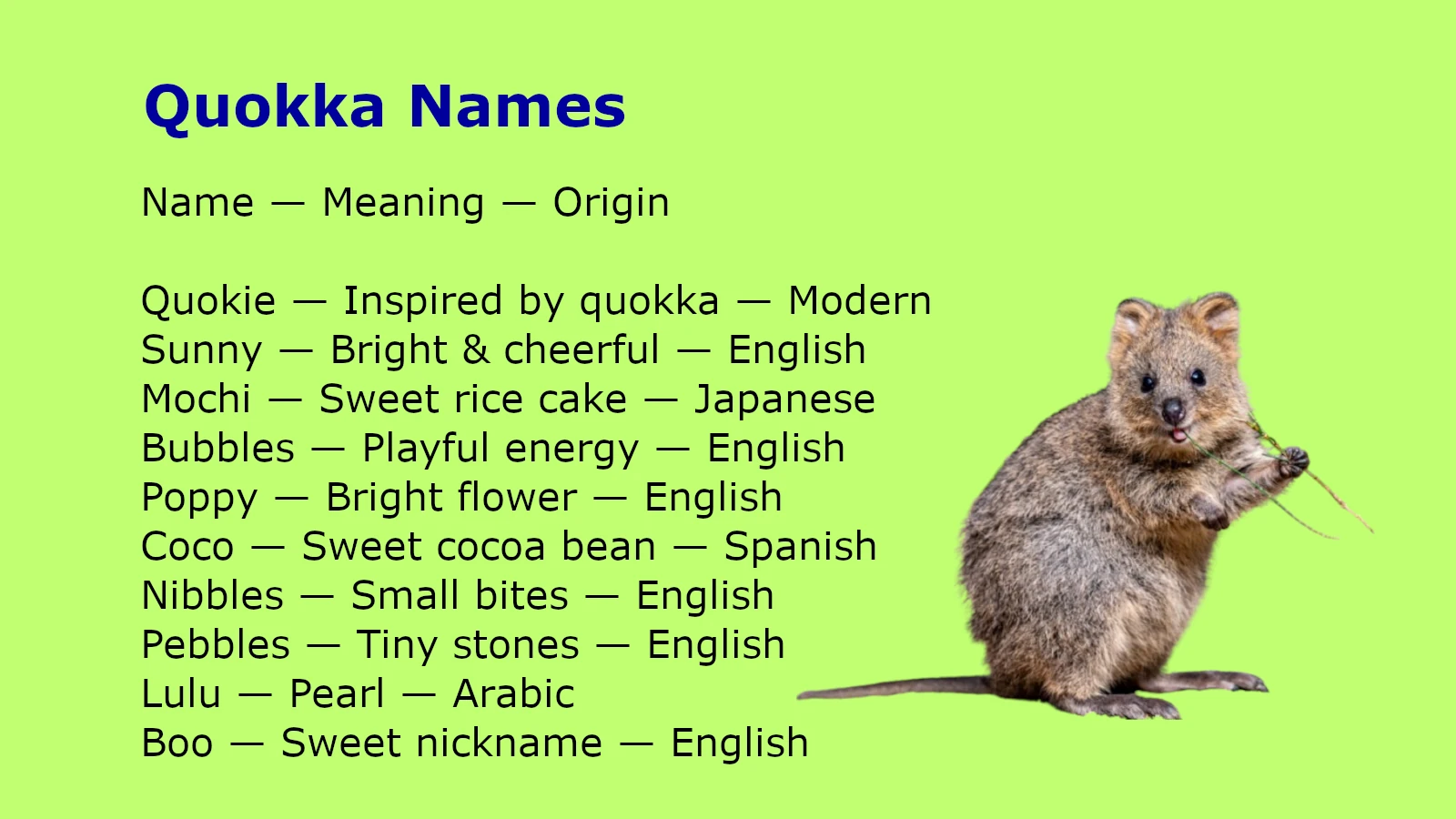 Quokka Names