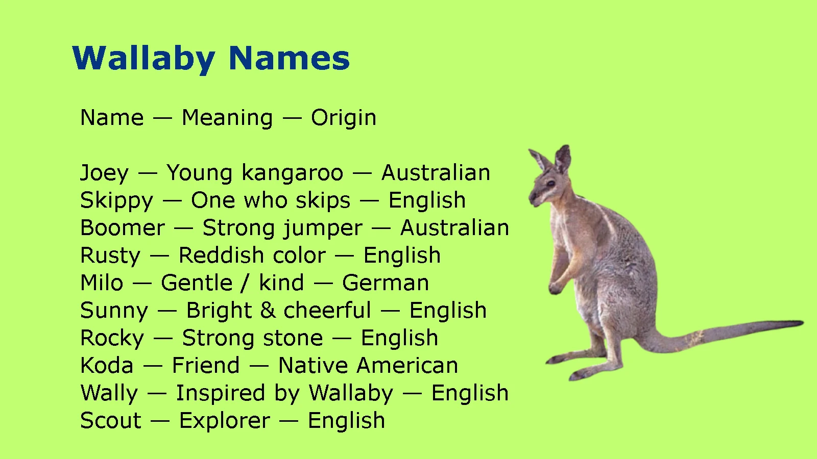 Wallaby Names