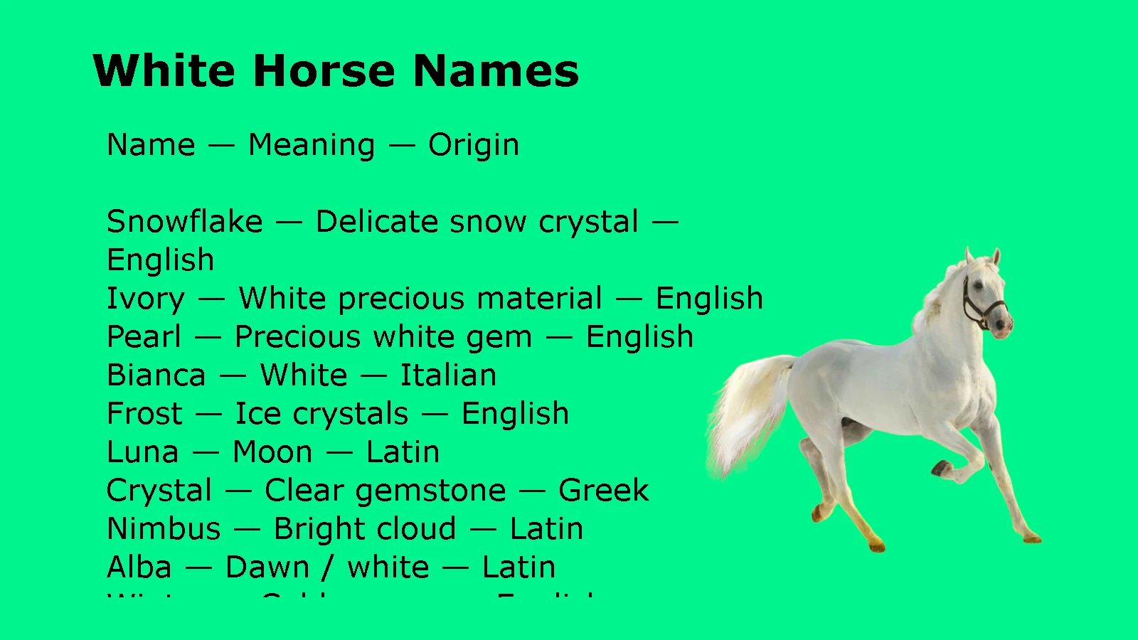 White Horse Names
