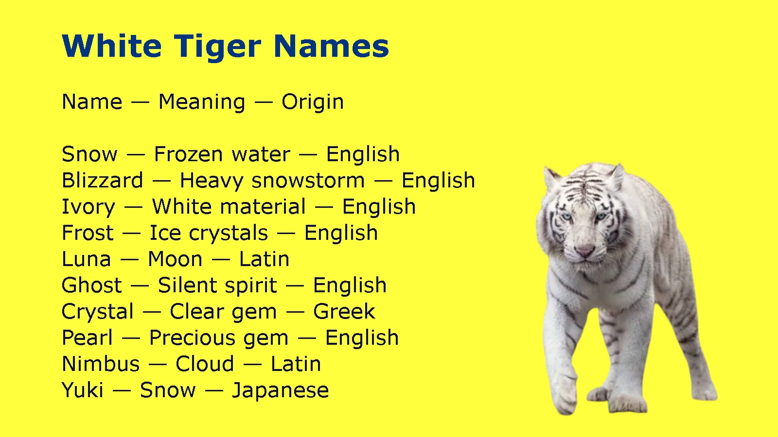 White Tiger Names