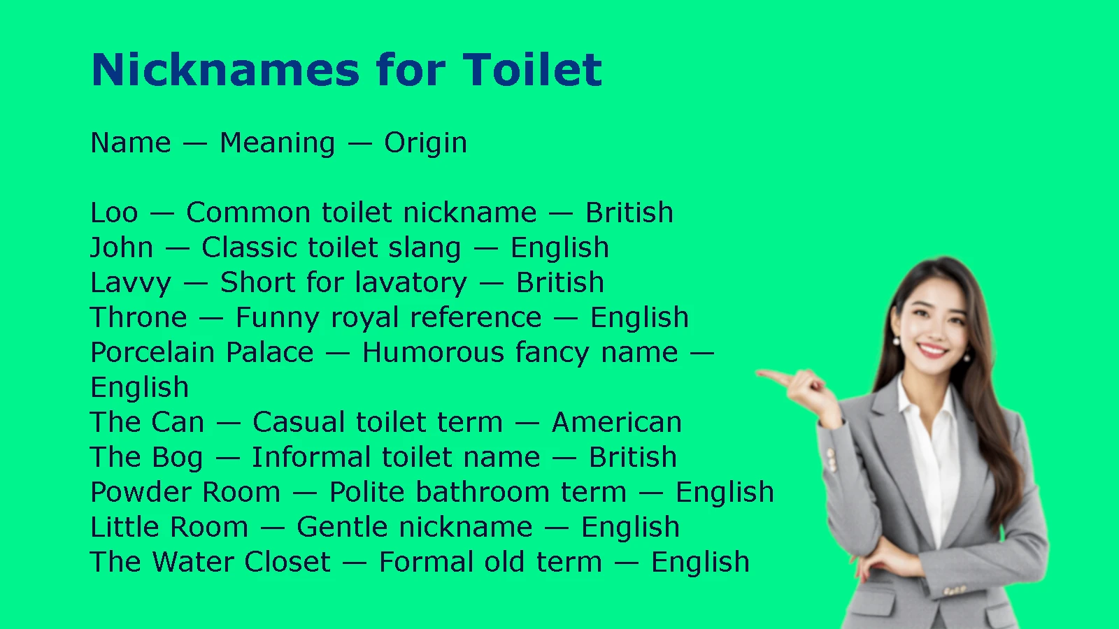 Nicknames for Toilet