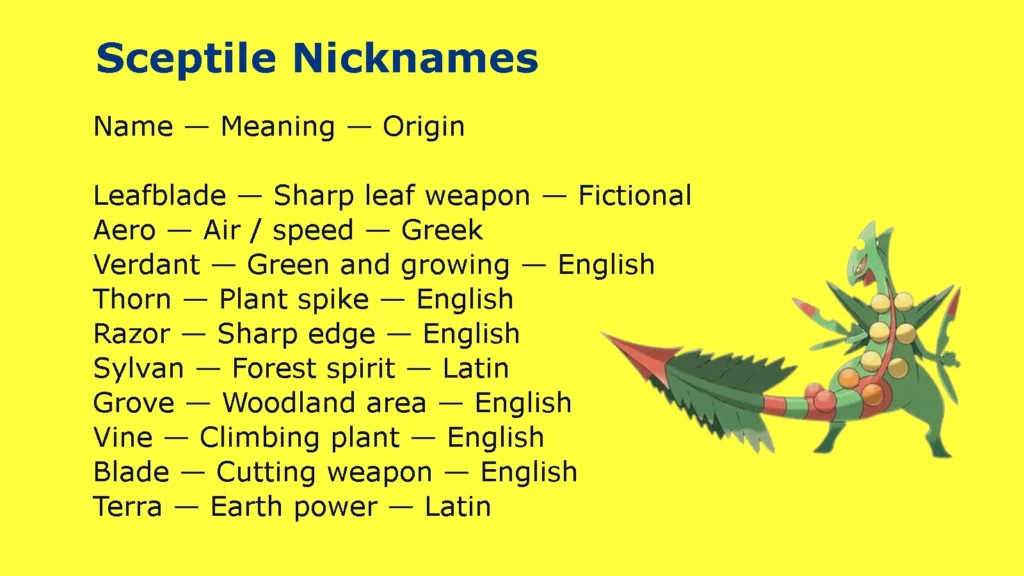 Sceptile Nicknames