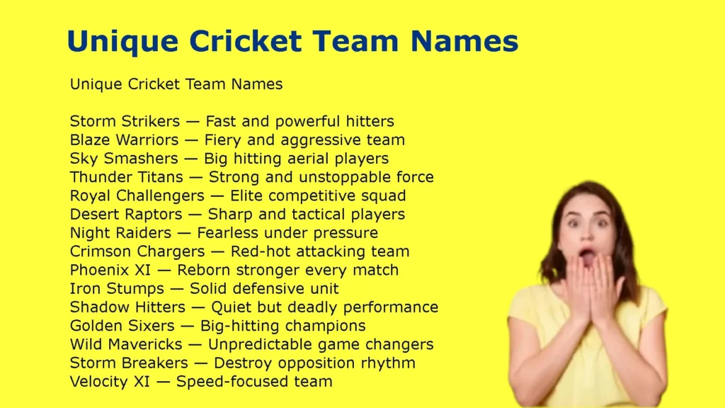 Unique Cricket Team Names