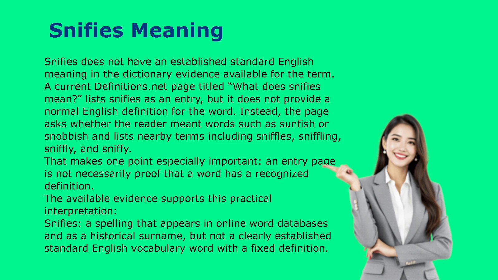 Snifies Meaning